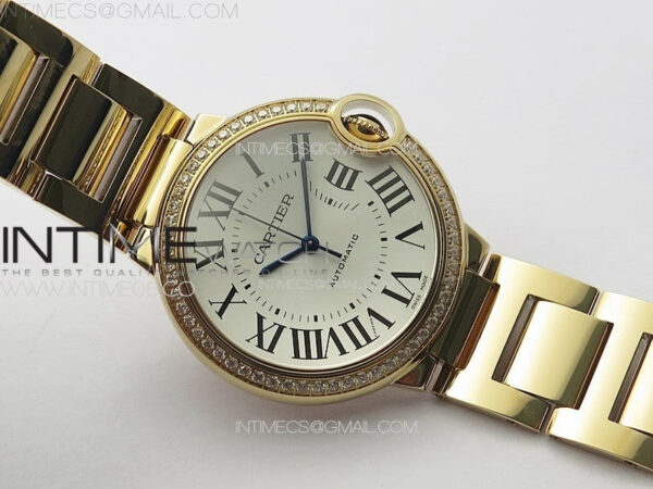 Ballon Bleu 36mm Diamonds Bezel RG K3F 1:1 Best Edition White Textured Dial on SS Bracelet A076 – Bild 23