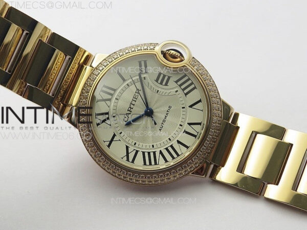 Ballon Bleu 36mm Double Diamonds Bezel RG K3F 1:1 Best Edition White Textured Dial on SS Bracelet A076 – Bild 2