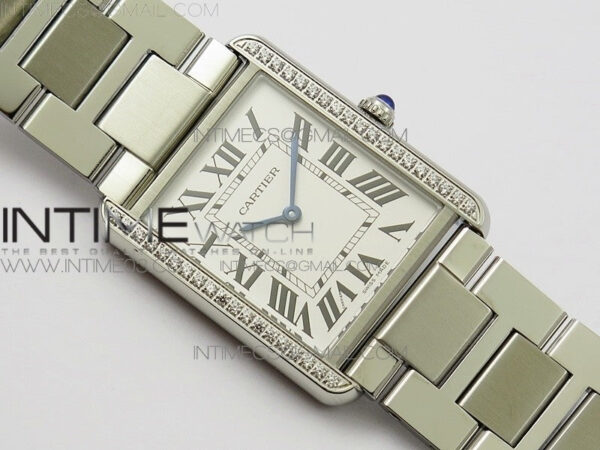 Tank Solo Ladies 28mm SS Diamond Bezel K11F 1:1 Best Edition White Dial on SS Bracelet Ronda Quartz – Bild 2
