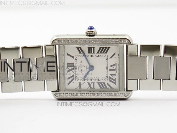 Tank Solo Ladies 25mm SS Diamond Bezel K11F 1:1 Best Edition White Dial on SS Bracelet Ronda Quartz – Bild 3