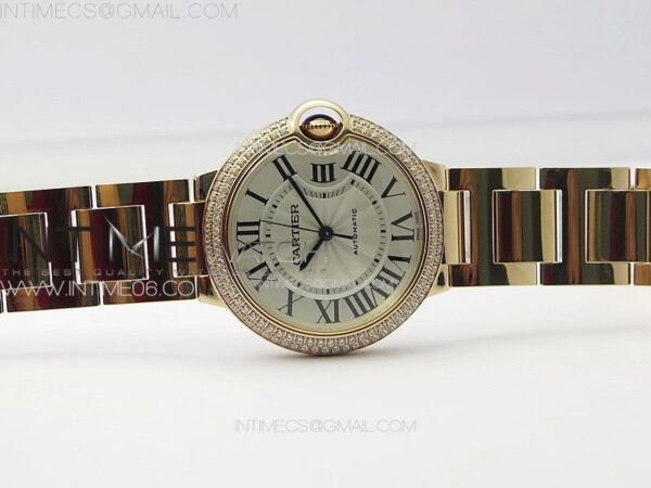 Ballon Bleu 36mm Double Diamonds Bezel RG K3F 1:1 Best Edition White Textured Dial on SS Bracelet A076 – Bild 3