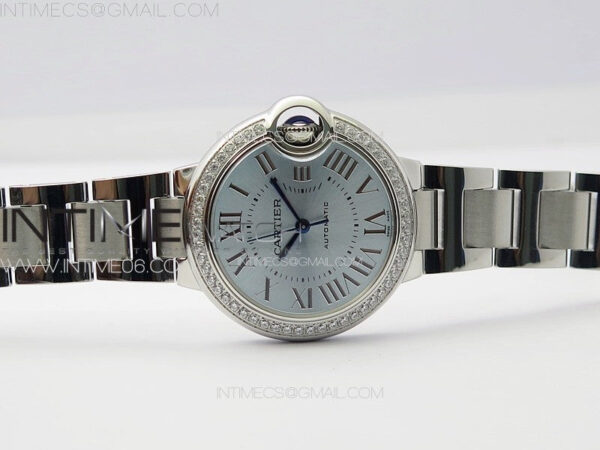 Ballon Bleu 33mm Diamonds Bezel SS K3F 1:1 Best Edition Ice Blue Dial on SS Bracelet A076 – Bild 5