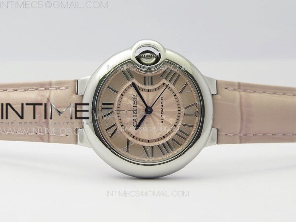 Ballon Bleu 33mm SS K3F 1:1 Best Edition Pink Textured Dial on Pink Leather Strap A076 – Bild 3