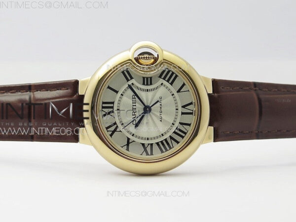 Ballon Bleu 33mm RG K3F 1:1 Best Edition White Textured Dial on Brown Leather Strap A076 – Bild 3