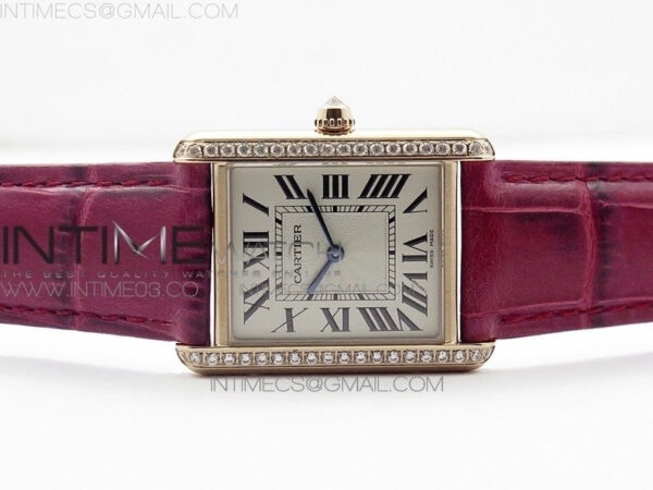 Tank Louis WJTA0014 25.5mm RG TKF 1:1 Best Edition White Dial Diamond Bezel on Pink Leather Strap Ronda Quartz – Bild 3