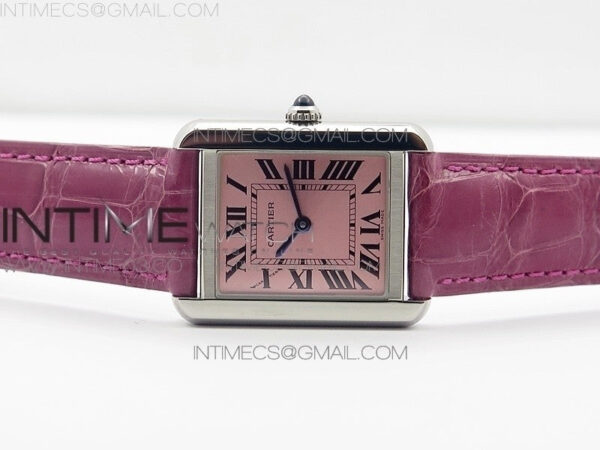 Tank Solo Ladies 25mm SS K11 1:1 Best Edition Pink Dial on Pink Croco Leather Strap Ronda Quartz – Bild 2