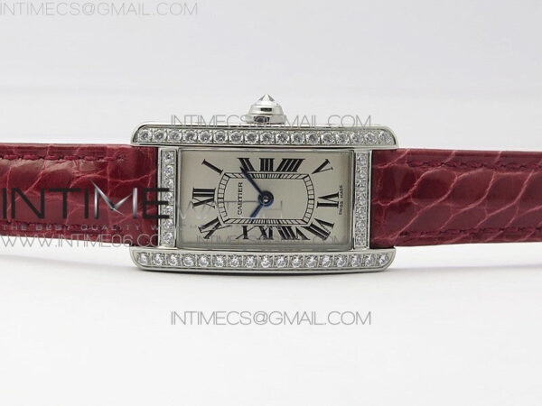 Tank WJTA0029 29mm 8848F Crystal Bezel SS Silver Dial on Pink Croco Strap Ronda Quartz – Bild 3