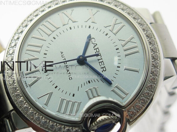 Ballon Bleu 33mm Diamonds Bezel SS K3F 1:1 Best Edition Ice Blue Dial on SS Bracelet A076 – Bild 7
