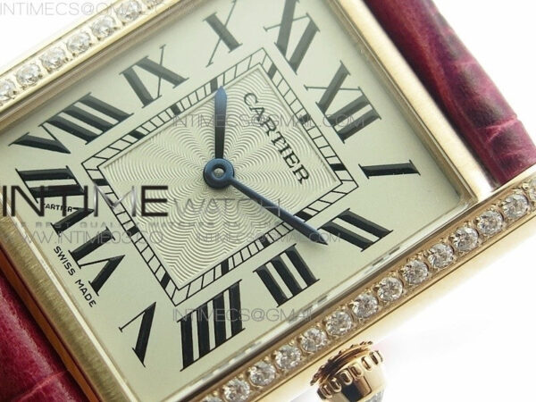 Tank Louis WJTA0014 25.5mm RG TKF 1:1 Best Edition White Dial Diamond Bezel on Pink Leather Strap Ronda Quartz – Bild 4