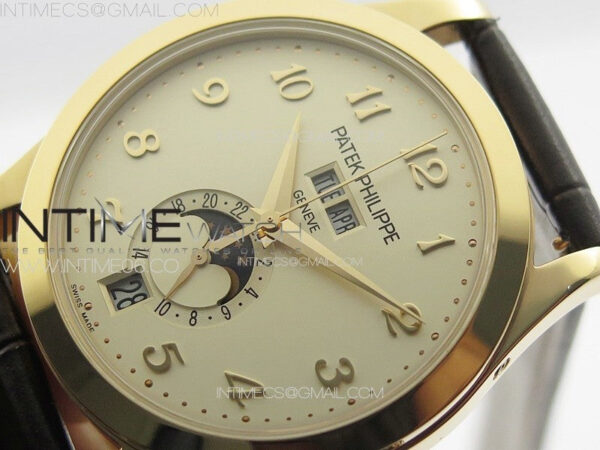Annual Calendar Moonphase 5396 RG PPF 1:1 Best Edition Champagne Dial on Brown Leather Strap PPF324 – Bild 4