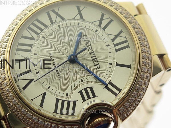 Ballon Bleu 36mm Double Diamonds Bezel RG K3F 1:1 Best Edition White Textured Dial on SS Bracelet A076 – Bild 4