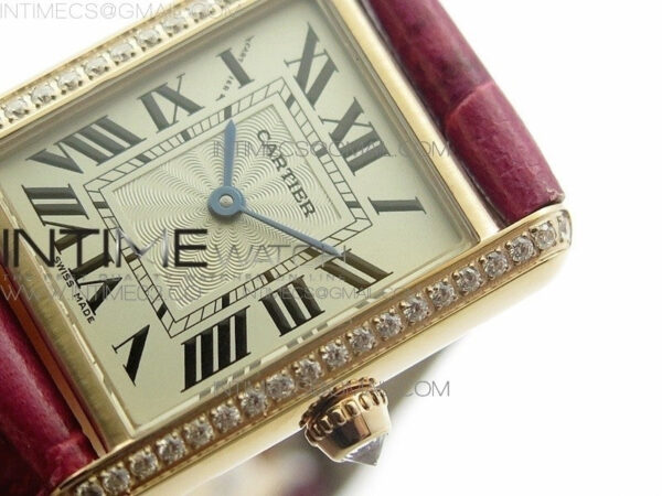 Tank Louis WJTA0014 22.5mm RG TKF 1:1 Best Edition White Dial Diamond Bezel on Pink Leather Strap Ronda Quartz – Bild 4
