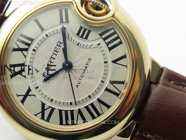 Ballon Bleu 33mm RG K3F 1:1 Best Edition White Textured Dial on Brown Leather Strap A076 – Bild 5