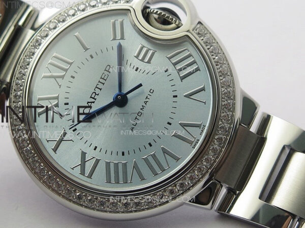 Ballon Bleu 33mm Diamonds Bezel SS K3F 1:1 Best Edition Ice Blue Dial on SS Bracelet A076 – Bild 9