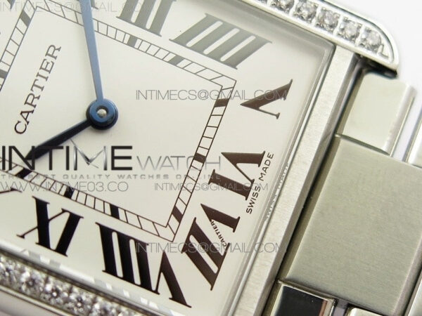 Tank Solo Ladies 28mm SS Diamond Bezel K11F 1:1 Best Edition White Dial on SS Bracelet Ronda Quartz – Bild 6