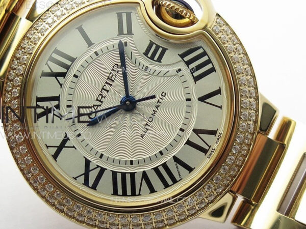 Ballon Bleu 33mm Double Diamonds Bezel RG K3F 1:1 Best Edition White Textured Dial on SS Bracelet A076 – Bild 5