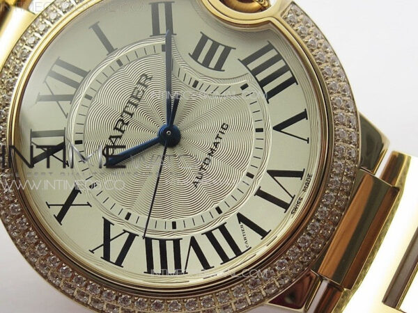 Ballon Bleu 36mm Double Diamonds Bezel RG K3F 1:1 Best Edition White Textured Dial on SS Bracelet A076 – Bild 5