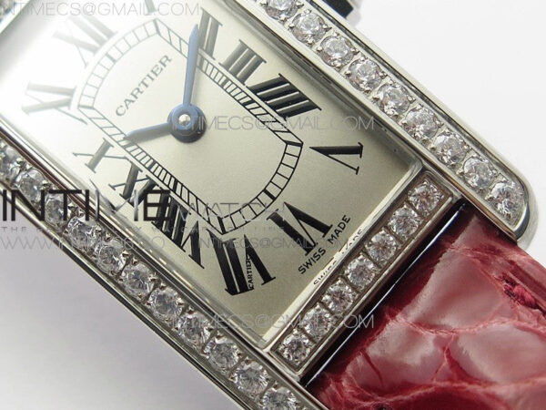 Tank WJTA0029 29mm 8848F Crystal Bezel SS Silver Dial on Pink Croco Strap Ronda Quartz – Bild 5
