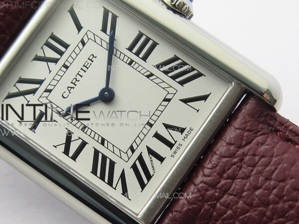 Tank Louis Ladies 25mm SS 8848F 1:1 Best Edition White Dial on Dark Red Leather Strap Ronda Quartz – Bild 5
