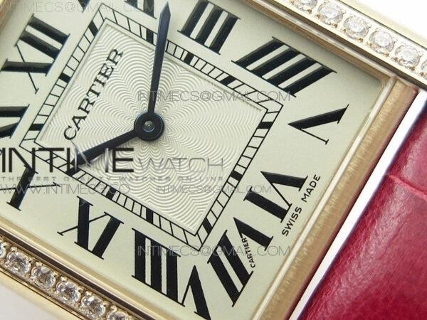 Tank Louis WJTA0014 25.5mm RG TKF 1:1 Best Edition White Dial Diamond Bezel on Pink Leather Strap Ronda Quartz – Bild 5