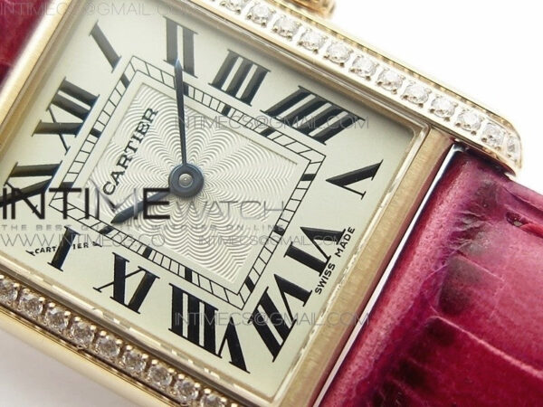 Tank Louis WJTA0014 22.5mm RG TKF 1:1 Best Edition White Dial Diamond Bezel on Pink Leather Strap Ronda Quartz – Bild 5