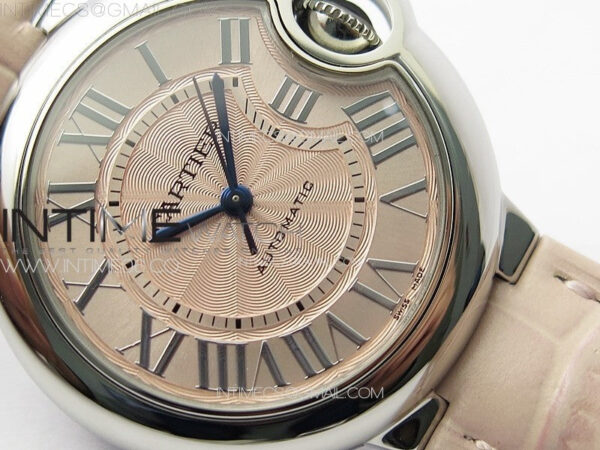 Ballon Bleu 33mm SS K3F 1:1 Best Edition Pink Textured Dial on Pink Leather Strap A076 – Bild 5