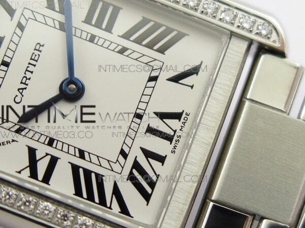 Tank Solo Ladies 25mm SS Diamond Bezel K11F 1:1 Best Edition White Dial on SS Bracelet Ronda Quartz – Bild 5