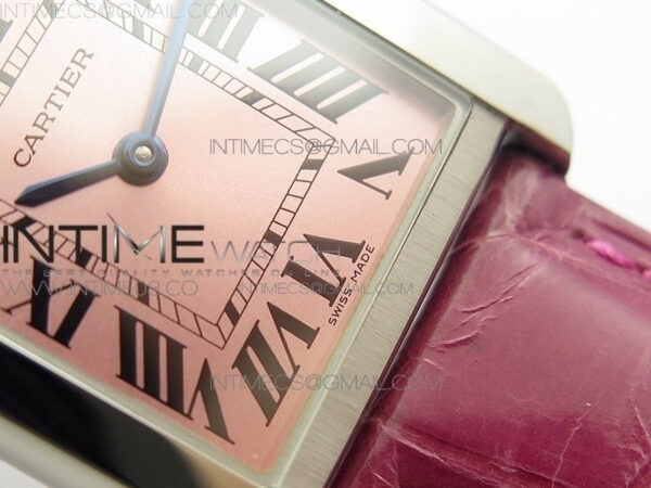 Tank Solo Ladies 25mm SS K11 1:1 Best Edition Pink Dial on Pink Croco Leather Strap Ronda Quartz – Bild 5
