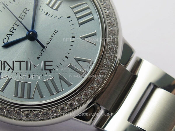 Ballon Bleu 33mm Diamonds Bezel SS K3F 1:1 Best Edition Ice Blue Dial on SS Bracelet A076 – Bild 11