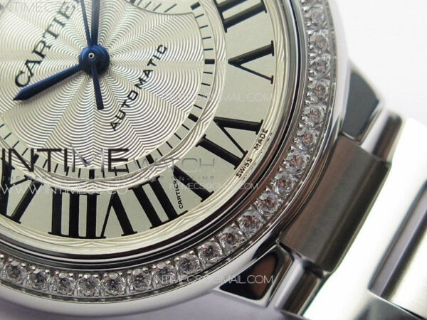 Ballon Bleu 33mm Diamonds Bezel SS K3F 1:1 Best Edition Ice Blue Dial on SS Bracelet A076 – Bild 12