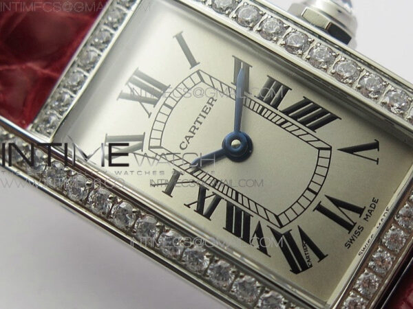 Tank WJTA0029 29mm 8848F Crystal Bezel SS Silver Dial on Pink Croco Strap Ronda Quartz – Bild 6