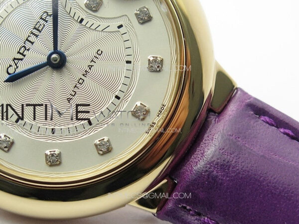 Ballon Bleu 33mm RG K3F 1:1 Best Edition White Textured Dial on Purple Leather Strap A076 – Bild 6