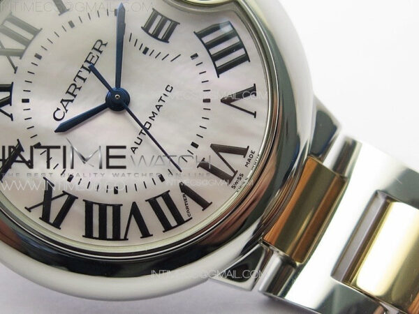 Ballon Bleu 33mm SS/RG K3F 1:1 Best Edition White MOP Dial on SS Bracelet A076 – Bild 6