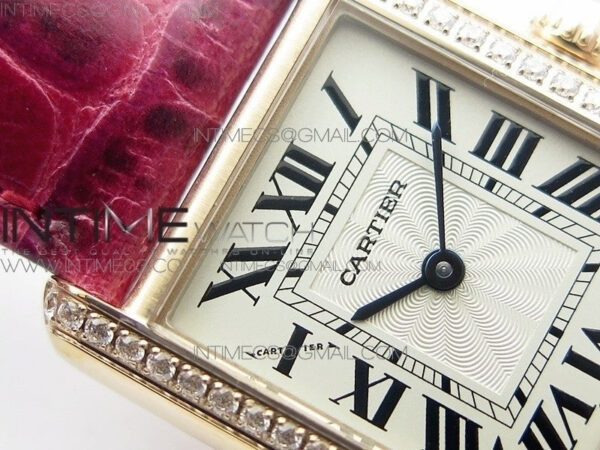 Tank Louis WJTA0014 22.5mm RG TKF 1:1 Best Edition White Dial Diamond Bezel on Pink Leather Strap Ronda Quartz – Bild 6