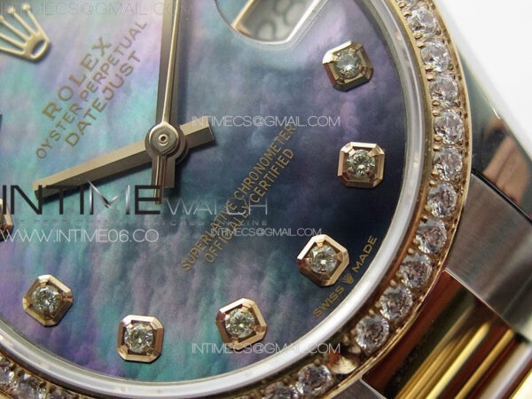 DateJust 31mm 72610 SS/Crystals Bezel APSF Best Edition Blue MOP Dial Crystals Markers on Oyster Bracelet A2824 – Bild 6