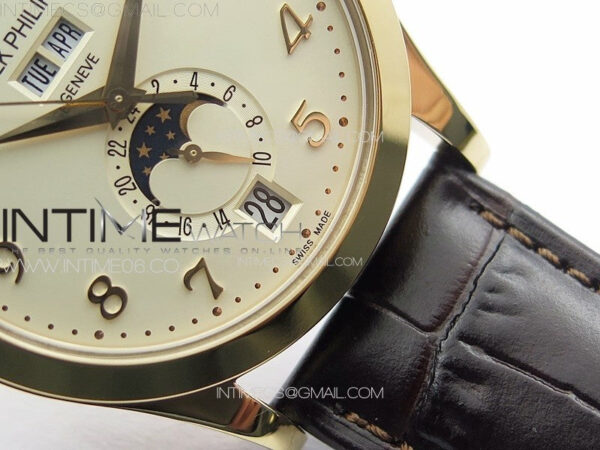 Annual Calendar Moonphase 5396 RG PPF 1:1 Best Edition Champagne Dial on Brown Leather Strap PPF324 – Bild 6