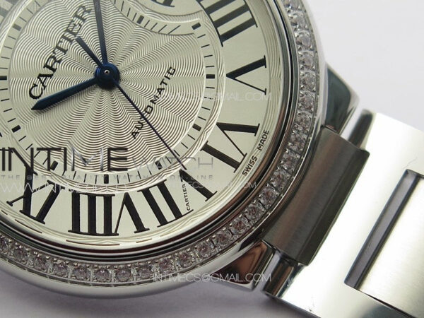 Ballon Bleu 36mm Diamons Bezel SS K3F 1:1 Best Edition White Textured Dial on SS Bracelet A076 – Bild 6
