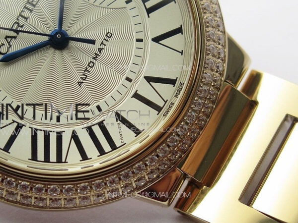 Ballon Bleu 36mm Double Diamonds Bezel RG K3F 1:1 Best Edition White Textured Dial on SS Bracelet A076 – Bild 6