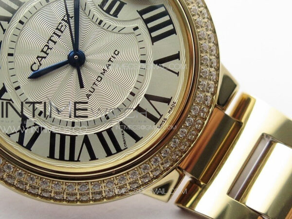Ballon Bleu 33mm Double Diamonds Bezel RG K3F 1:1 Best Edition White Textured Dial on SS Bracelet A076 – Bild 6