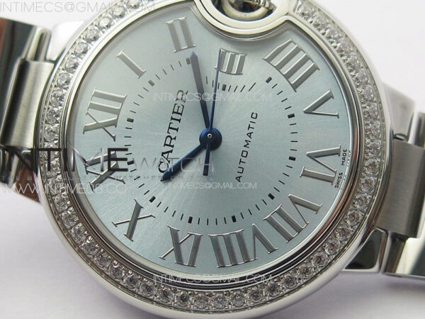 Ballon Bleu 33mm Diamonds Bezel SS K3F 1:1 Best Edition Ice Blue Dial on SS Bracelet A076 – Bild 13