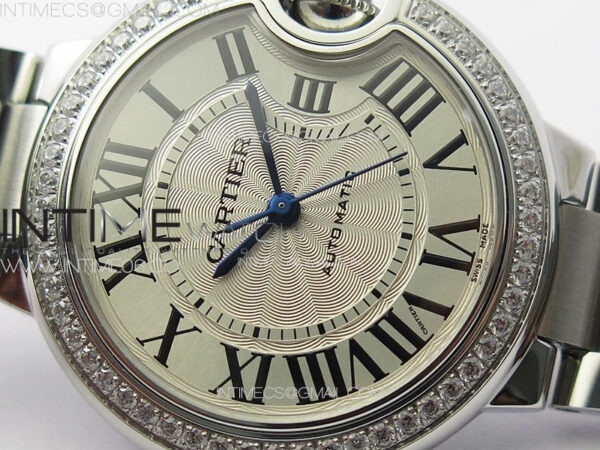 Ballon Bleu 33mm Diamonds Bezel SS K3F 1:1 Best Edition White Textured Dial on SS Bracelet A076 – Bild 7