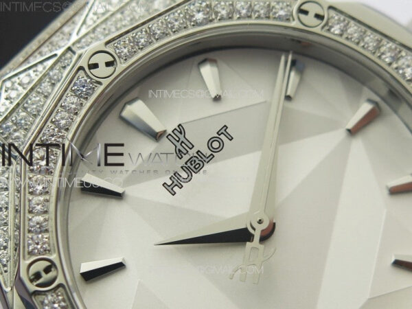 Classic Fusion Orlinski SS Full Real Diamonds B50F 1:1 Best Edition White Faceted Dial on Black Rubber Strap A2892 – Bild 7