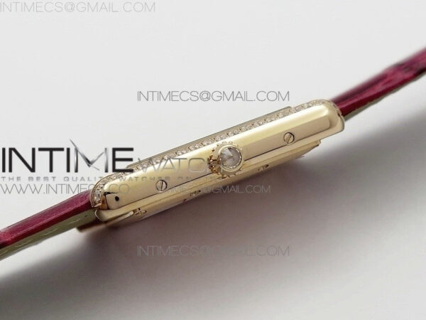 Tank Louis WJTA0014 25.5mm RG TKF 1:1 Best Edition White Dial Diamond Bezel on Pink Leather Strap Ronda Quartz – Bild 7