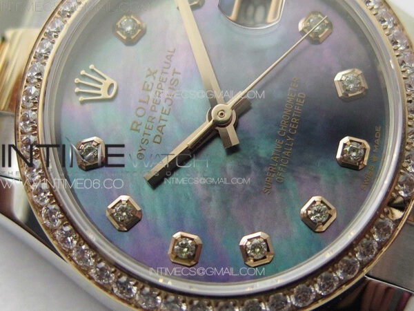 DateJust 31mm 72610 SS/Crystals Bezel APSF Best Edition Blue MOP Dial Crystals Markers on Oyster Bracelet A2824 – Bild 7