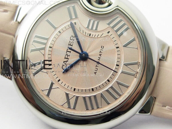 Ballon Bleu 33mm SS K3F 1:1 Best Edition Pink Textured Dial on Pink Leather Strap A076 – Bild 7