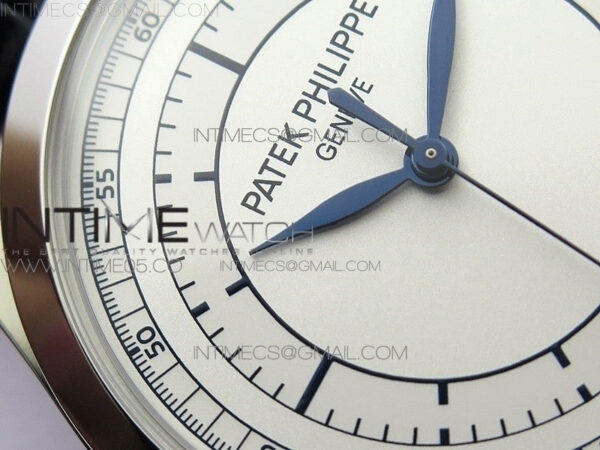 Calatrava 5296G SS ZF 1:1 Best Edition White Dial Blue Hands on Black Leather Strap 324CS – Bild 7