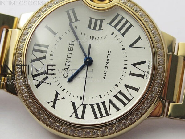 Ballon Bleu 36mm Diamonds Bezel RG K3F 1:1 Best Edition White Textured Dial on SS Bracelet A076 – Bild 2