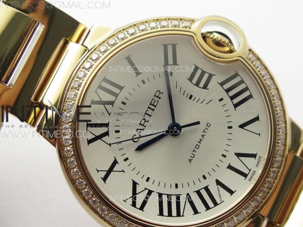 Ballon Bleu 36mm Diamonds Bezel RG K3F 1:1 Best Edition White Textured Dial on SS Bracelet A076 – Bild 3
