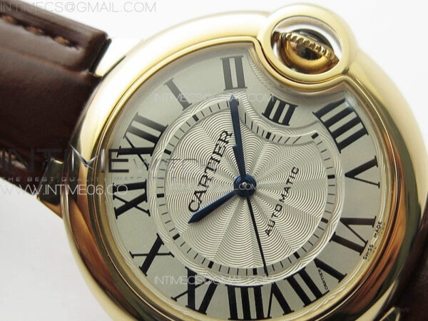 Ballon Bleu 33mm RG K3F 1:1 Best Edition White Textured Dial on Brown Leather Strap A076 – Bild 8