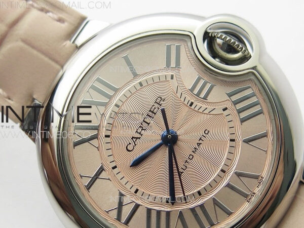 Ballon Bleu 33mm SS K3F 1:1 Best Edition Pink Textured Dial on Pink Leather Strap A076 – Bild 8